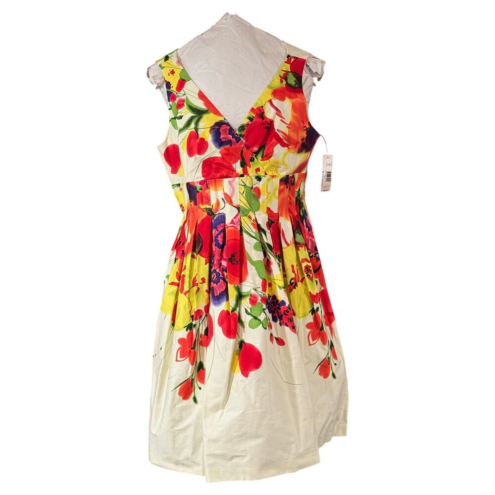New Directions White Midi Dress with Red, Yellow, Pink Floral Print 10P NWT